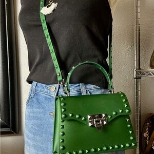 Green Studded Jelly Handbag/Crossbody Bag